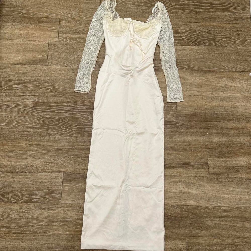 House of CB 'Perdi' Vintage Ivory Satin Maxi Dress